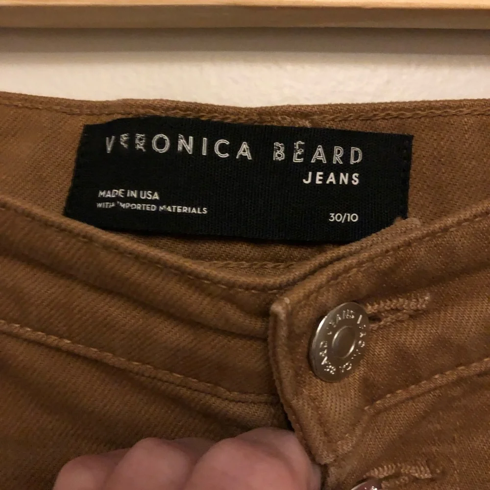 Veronica Beard Brown Wide Leg Grant High rise Jeans with Frayed Hem - Picture 2 of 7